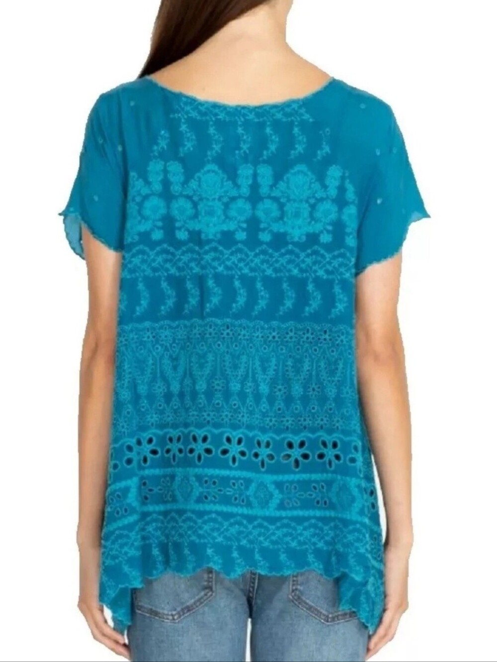 Johnny Was Sutera Teal Tunic Top L - Picture 7 of 7